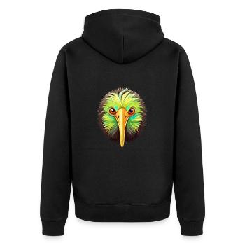 Kiwi Haustier Buntes Aquarell Cartoon Kawaii Tier - Unisex Premium Bio Zip Hoodie - Schwarz - Hinten - Nico (187cm)