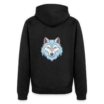 Loup Arctique Aquarelle Colorée Dessin Animé Kawaii Ani - Veste à capuche bio Premium Unisexe - noir - Dos - Nico (187cm)