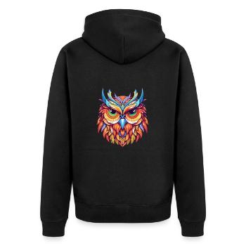 Owl Colorful Watercolor Cartoon Kawaii Animal - Unisex Premium Organic Zip Hoodie - black - Back - Nico (187cm)