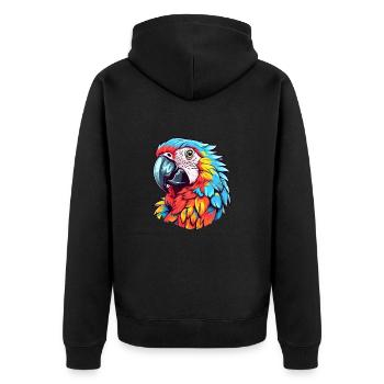 Papagei buntes Aquarell Cartoon Kawaii Tier - Unisex Premium Bio Zip Hoodie - Schwarz - Hinten - Nico (187cm)