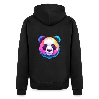Panda Buntes Aquarell Cartoon Kawaii Tier - Unisex Premium Bio Zip Hoodie - Schwarz - Hinten - Nico (187cm)