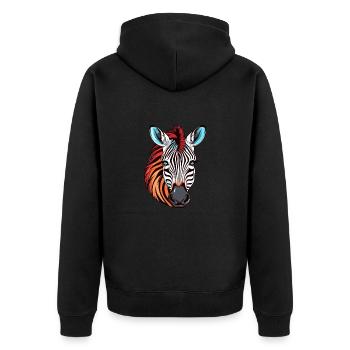 Zebra Colorful Watercolor Cartoon Kawaii Animal - Unisex Premium Organic Zip Hoodie - black - Back - Nico (187cm)