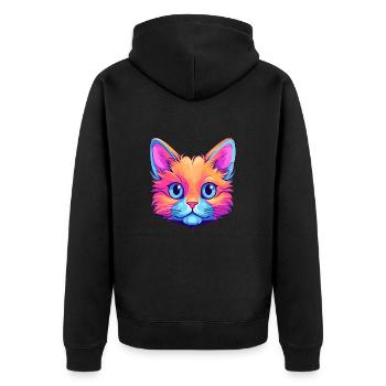 Chaton coloré aquarelle dessin animé kawaii animal - Veste à capuche bio Premium Unisexe - noir - Dos - Nico (187cm)