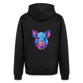 Cochon Aquarelle Colorée Dessin Animé Kawaii Animal - Veste à capuche bio Premium Unisexe - noir - Dos - Nico (187cm)