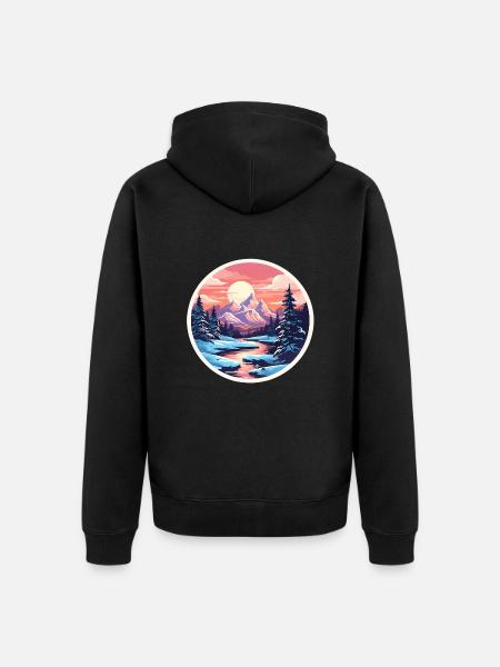 Nationalpark Winter Schnee - Unisex Premium Bio Zip Hoodie - Schwarz