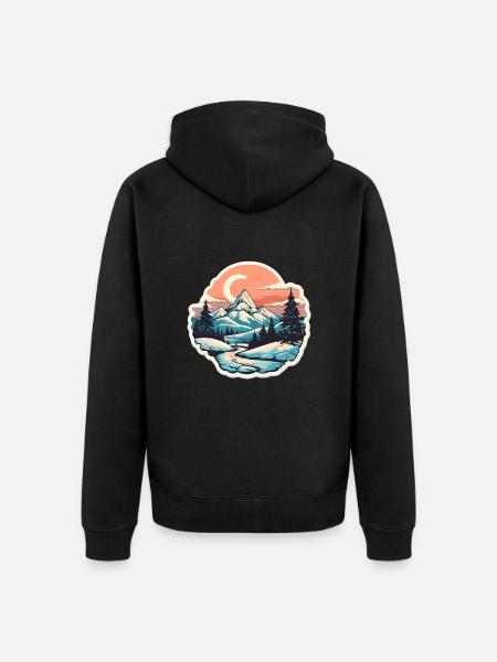 Nationalpark Winter Schnee - Unisex Premium Bio Zip Hoodie - Schwarz