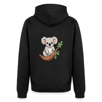Koala Niedliche Karikatur Kawaii Aquarell Tier Haustier - Unisex Premium Bio Zip Hoodie - Schwarz - Hinten - Nico (187cm)
