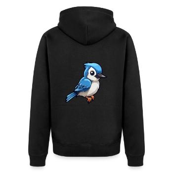 Blue Jay Cute Cartoon Kawaii Watercolor Animal Pet - Unisex Premium Organic Zip Hoodie - black - Back - Nico (187cm)