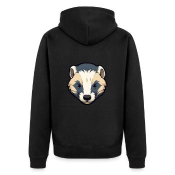 Blaireau Mignon Dessin Animé Kawaii Aquarelle Animal Animal De Compagnie - Veste à capuche bio Premium Unisexe - noir - Dos - Nico (187cm)