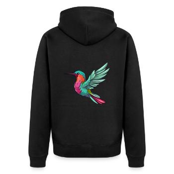 Colibri mignon dessin animé kawaii aquarelle Animal - Veste à capuche bio Premium Unisexe - noir - Dos - Nico (187cm)