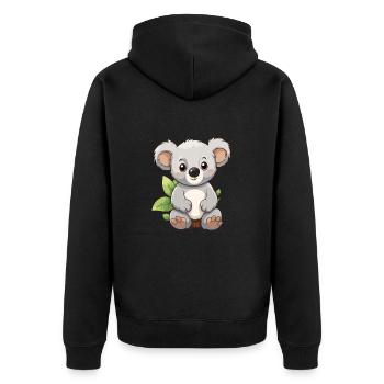 Koala Niedliche Karikatur Kawaii Aquarell Tier Haustier - Unisex Premium Bio Zip Hoodie - Schwarz - Hinten - Nico (187cm)