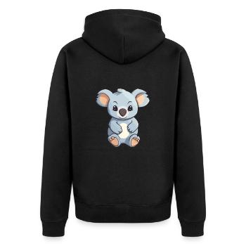 Koala Niedliche Karikatur Kawaii Aquarell Tier Haustier - Unisex Premium Bio Zip Hoodie - Schwarz - Hinten - Nico (187cm)
