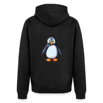 Pinguin Niedliche Karikatur Kawaii Aquarell Tier Haustier - Unisex Premium Bio Zip Hoodie - Schwarz - Hinten - Nico (187cm)