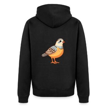 Perdrix mignon dessin animé kawaii aquarelle Animal Pe - Veste à capuche bio Premium Unisexe - noir - Dos - Nico (187cm)