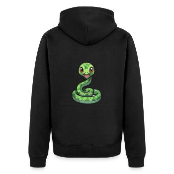 Snake Cute Cartoon Kawaii Watercolor Animal Pet - Unisex Premium Organic Zip Hoodie - black - Back - Nico (187cm)