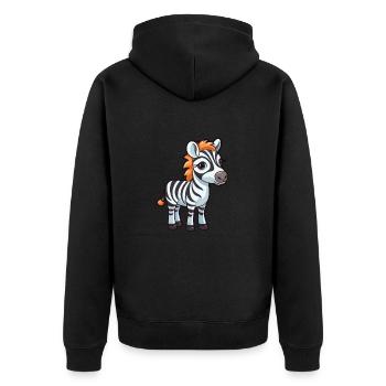 Zebra Cute Cartoon Kawaii Watercolor Animal Pet - Unisex Premium Organic Zip Hoodie - black - Back - Nico (187cm)