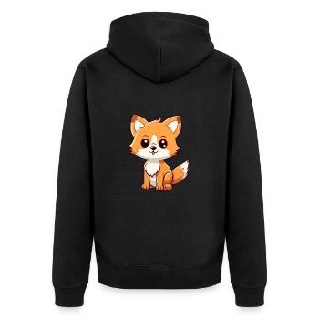 Fuchs Niedliche Karikatur Kawaii Aquarell Tier Haustier - Unisex Premium Bio Zip Hoodie - Schwarz - Hinten - Nico (187cm)