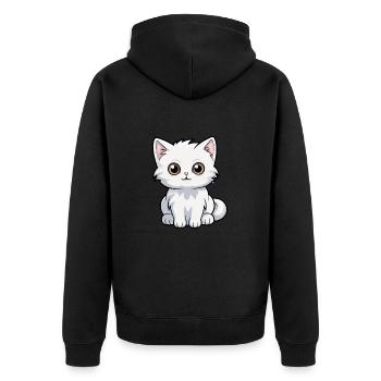 Katze niedliche Karikatur Kawaii Aquarell Tier Haustier - Unisex Premium Bio Zip Hoodie - Schwarz - Hinten - Nico (187cm)