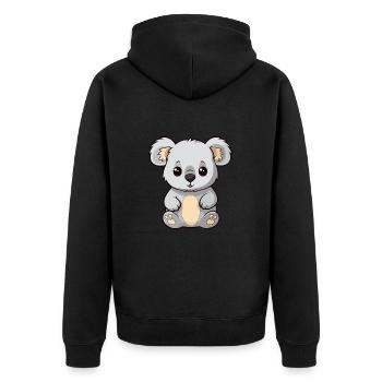 Koala Niedliche Karikatur Kawaii Aquarell Tier Haustier - Unisex Premium Bio Zip Hoodie - Schwarz - Hinten - Nico (187cm)
