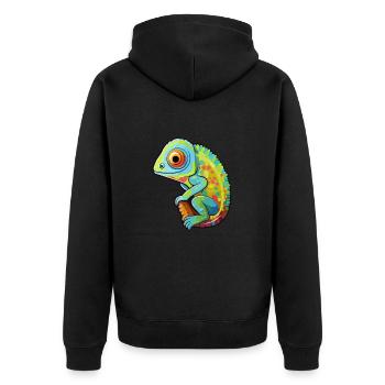 Chameleon Cute Cartoon Kawaii Watercolor Animal Pe - Unisex Premium Organic Zip Hoodie - black - Back - Nico (187cm)