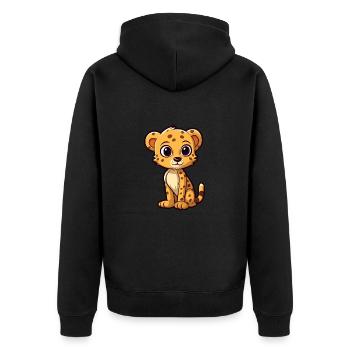 Gepard Niedliche Karikatur Kawaii Aquarell Tier Haustier - Unisex Premium Bio Zip Hoodie - Schwarz - Hinten - Nico (187cm)