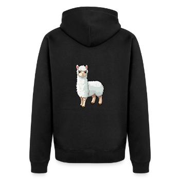 Alpaga mignon dessin animé kawaii aquarelle animal animal de compagnie - Veste à capuche bio Premium Unisexe - noir - Dos - Nico (187cm)