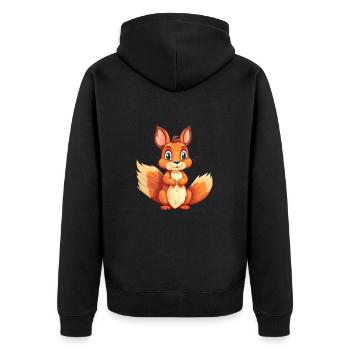 Squirrel Colorful Watercolor Cartoon Kawaii Animal - Unisex Premium Organic Zip Hoodie - black - Back - Nico (187cm)