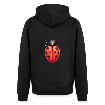 Ladybug Colorful Watercolor Cartoon Kawaii Animal - Unisex Premium Organic Zip Hoodie - black - Back - Nico (187cm)