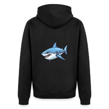 Requin Aquarelle Colorée Dessin Animé Kawaii Animal - Veste à capuche bio Premium Unisexe - noir - Dos - Nico (187cm)