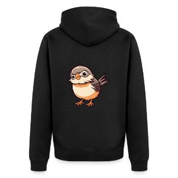 Sparrow Cute Cartoon Kawaii Watercolor Animal Pet - Unisex Premium Organic Zip Hoodie - black - Back - Nico (187cm)