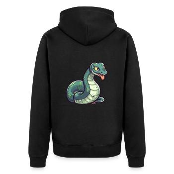 Anakonda Niedliche Karikatur Kawaii Aquarell Tier Haustier - Unisex Premium Bio Zip Hoodie - Schwarz - Hinten - Nico (187cm)