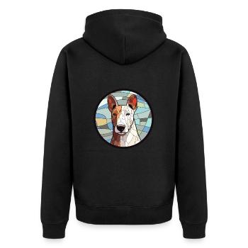 Bullterrier Hund Bunte Karikatur Ka - Unisex Premium Bio Zip Hoodie - Schwarz - Hinten - Nico (187cm)