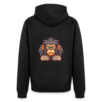 Babouin Mignon Dessin Animé Kawaii Aquarelle Animal De Compagnie - Veste à capuche bio Premium Unisexe - noir - Dos - Nico (187cm)