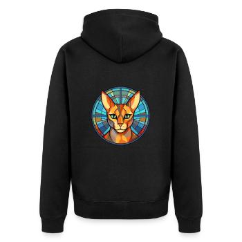 Ocicat Bunte Karikatur Kawaii Anima - Unisex Premium Bio Zip Hoodie - Schwarz - Hinten - Nico (187cm)