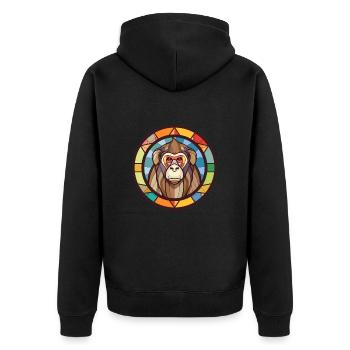 Pavian Bunte Karikatur Kawaii Anima - Unisex Premium Bio Zip Hoodie - Schwarz - Hinten - Nico (187cm)