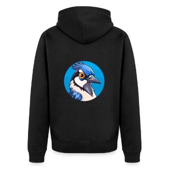 Blue Jay Bird Stained Glass Colorful Cartoon Kawai - Unisex Premium Organic Zip Hoodie - black - Back - Nico (187cm)
