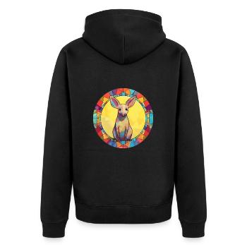 Aardvark Stained Glass Colorful Cartoon Kawaii Ani - Unisex Premium Organic Zip Hoodie - black - Back - Nico (187cm)