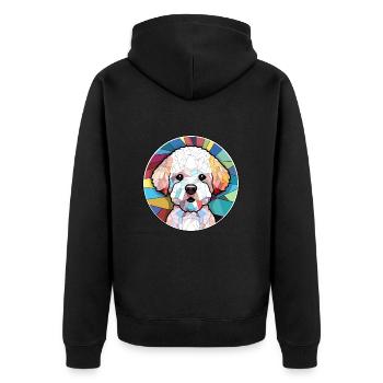 Bichons Frise chien vitrail coloré dessin animé K - Veste à capuche bio Premium Unisexe - noir - Dos - Nico (187cm)