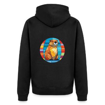 Biber Buntglas Bunte Karikatur Kawaii Anima - Unisex Premium Bio Zip Hoodie - Schwarz - Hinten - Nico (187cm)