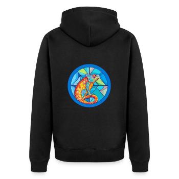 Chameleon Stained Glass Colorful Cartoon Kawaii An - Unisex Premium Organic Zip Hoodie - black - Back - Nico (187cm)