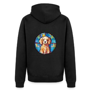 Hund Bunte Karikatur Kawaii Tier - Unisex Premium Bio Zip Hoodie - Schwarz - Hinten - Nico (187cm)