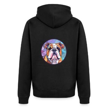 Bulldogge Hund Bunte Karikatur Kawaii - Unisex Premium Bio Zip Hoodie - Schwarz - Hinten - Nico (187cm)