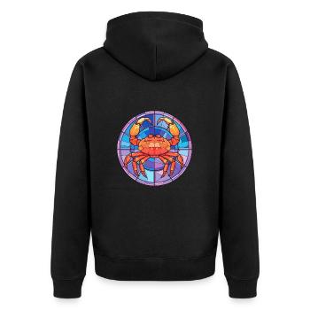 Krabben-Buntglas-Cartoon-Kawaii-Tier - Unisex Premium Bio Zip Hoodie - Schwarz - Hinten - Nico (187cm)