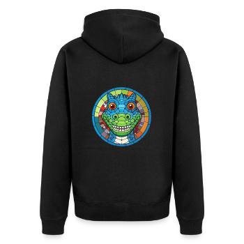 Crocodile vitrail coloré dessin animé Kawaii An - Veste à capuche bio Premium Unisexe - noir - Dos - Nico (187cm)