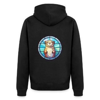 Gopher Stained Glass Colorful Cartoon Kawaii Anima - Unisex Premium Organic Zip Hoodie - black - Back - Nico (187cm)