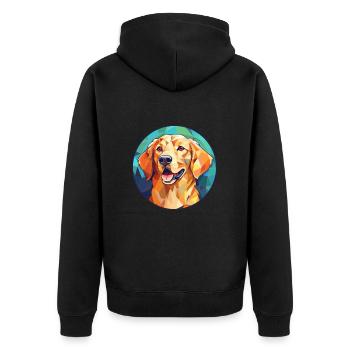 Golden Retriever Hund Buntes Glas Buntes Cartoo - Unisex Premium Bio Zip Hoodie - Schwarz - Hinten - Nico (187cm)