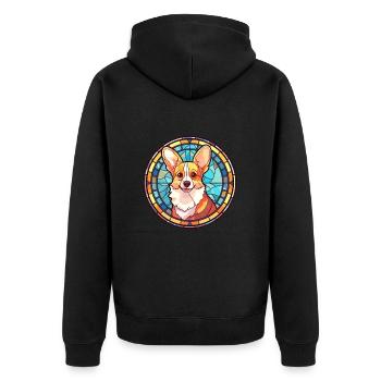 Corgi Hund Buntes Glas Bunte Karikatur Kawaii An - Unisex Premium Bio Zip Hoodie - Schwarz - Hinten - Nico (187cm)