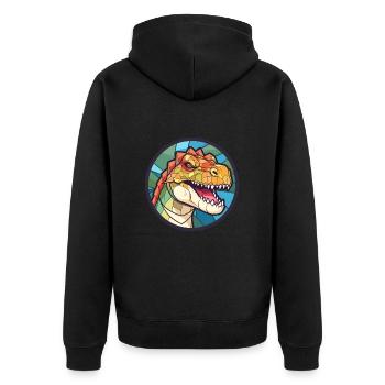 Dinosaure vitrail coloré dessin animé Kawaii Ani - Veste à capuche bio Premium Unisexe - noir - Dos - Nico (187cm)