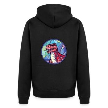 Dinosaure vitrail coloré dessin animé Kawaii Ani - Veste à capuche bio Premium Unisexe - noir - Dos - Nico (187cm)