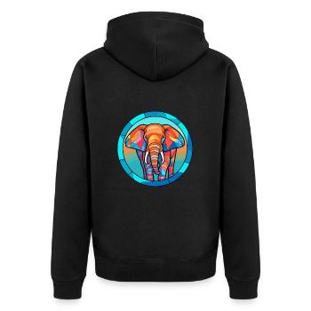 Elefant Buntes Glas Bunte Karikatur Kawaii Ani - Unisex Premium Bio Zip Hoodie - Schwarz - Hinten - Nico (187cm)
